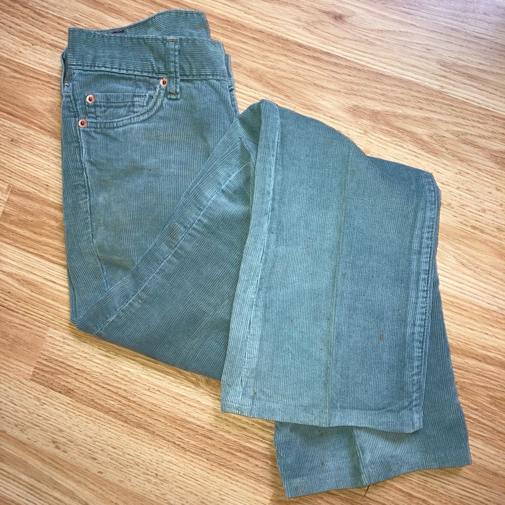 7 For All Mankind Corduroy Bootcut Jeans Sage Green sz 25 - Picture 5 of 12
